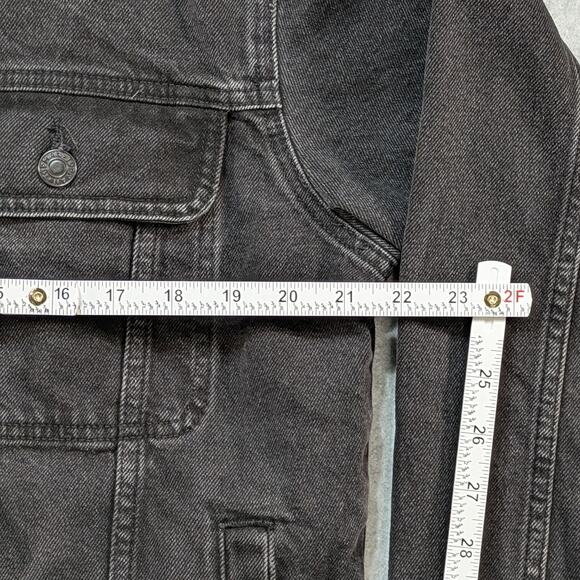 Topman Classic Black Denim Jacket Men’s Small Oversized Cotton Jean Button Up - Picture 9 of 11